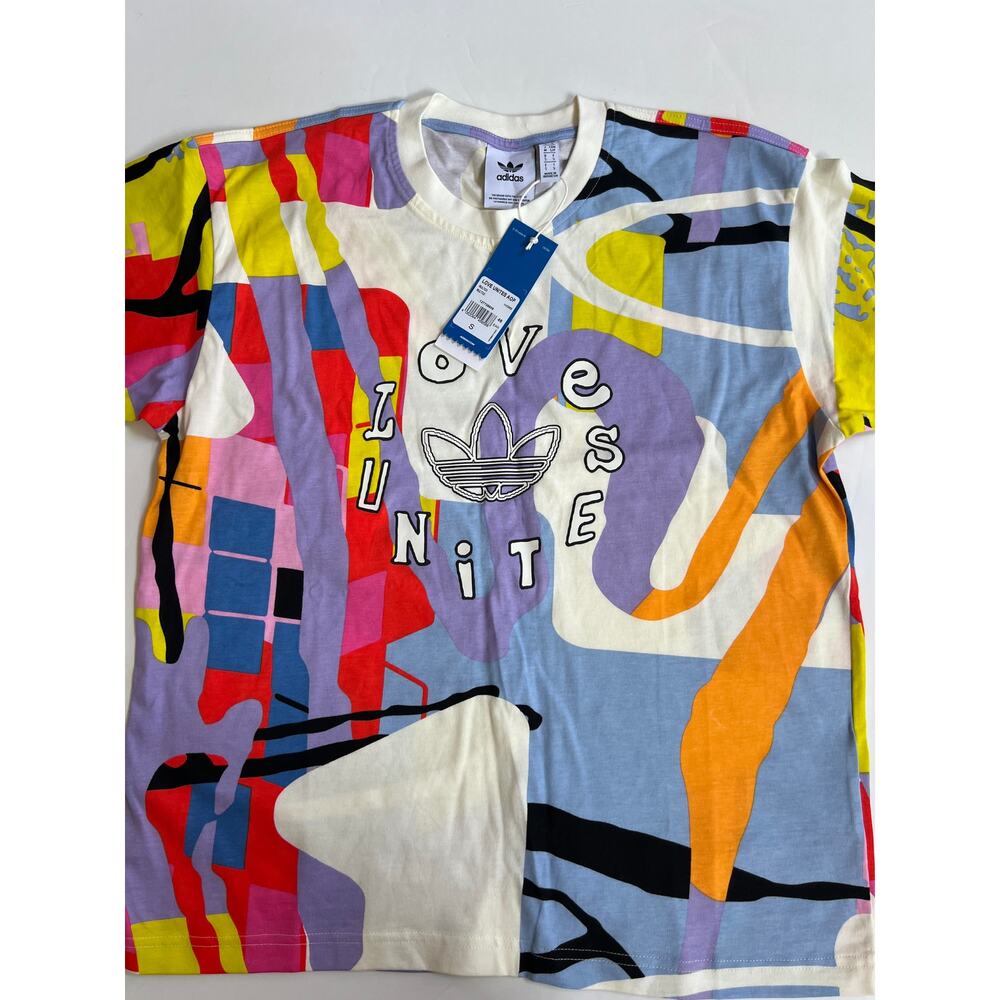 Adidas Love Unites AOP Multicolor T-Shirt H43968 Men’s Size S NWT - Picture 7 of 16